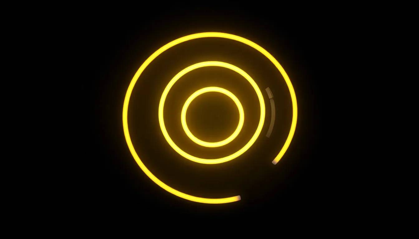 Glowing yellow concentric circles on a black background.