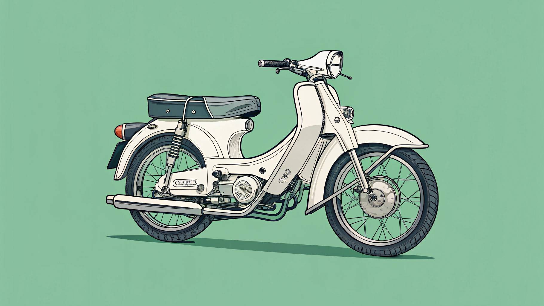 Illustration of a vintage moped on green background