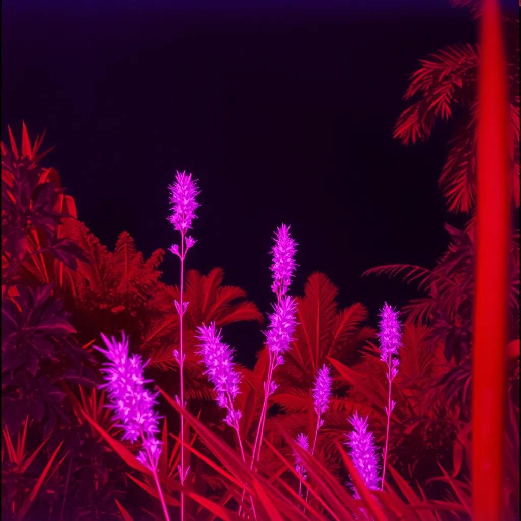 Tropical scene in vibrant neon colors